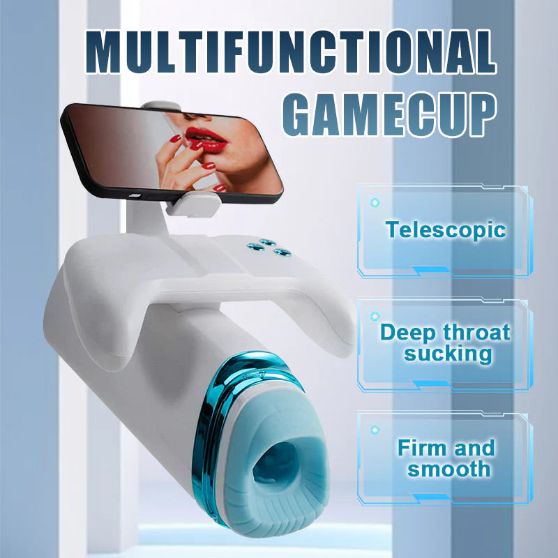 Game M100  Heating Thrusting Vibrating Penis Stroker With Handles And Phone Holder