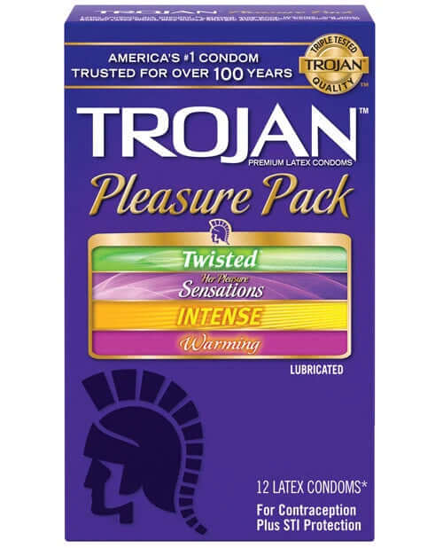 Trojan Pleasure Condoms - Asst. Box Of 12 - ATF MEN ATF MEN Anxiety Toys For Men